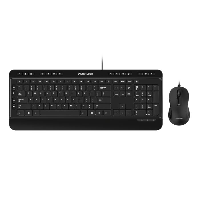 PCBuilder ALPHA Silent | Wired Keyboard & Mouse Combo | 104-Key Full-Size | Adjustable DPI 1200-3600 - New - Image 1