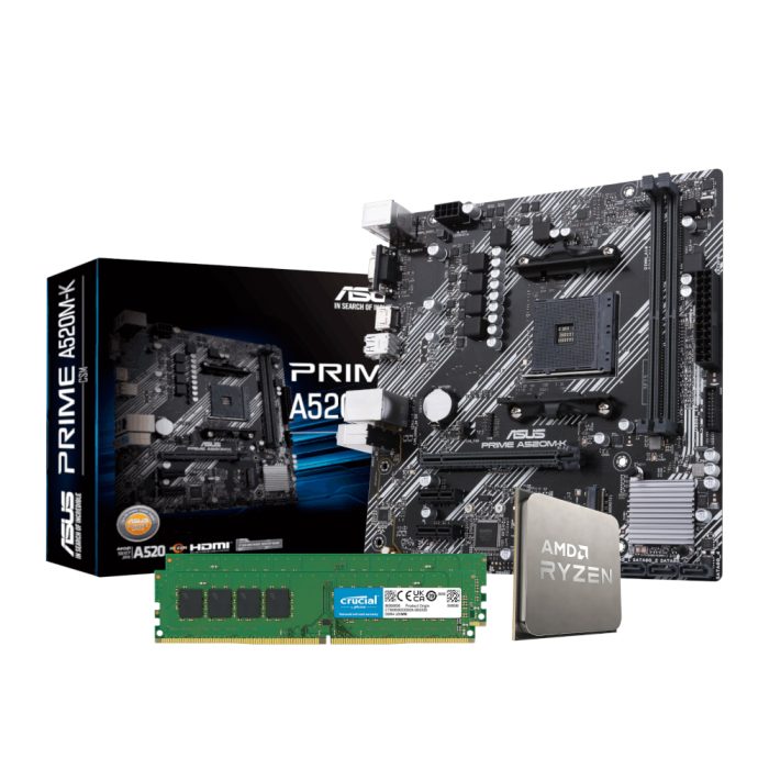 PCB_UPK_15_wr_01a PCBuilder LEVEL UP Core Upgrade Kit | AMD Ryzen 5 5500 6-Core | 16GB DDR4 3200MHz | Asus A520M Motherboard | AM4 Socket - New - Image 1