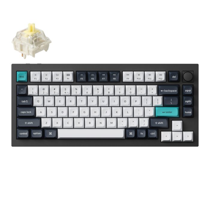 Q1M-M4_Keychron-Q1-Max-QMK-VIA-RGB-Wireless-Custom-Mechanical-Keyboard-Gateron-BANANA-Switches-Black_wr_01a Keychron Q1 Max | QMK/VIA Wireless Mechanical | Gateron BANANA Switches | RGB | 4000mAh Battery - New - Image 1