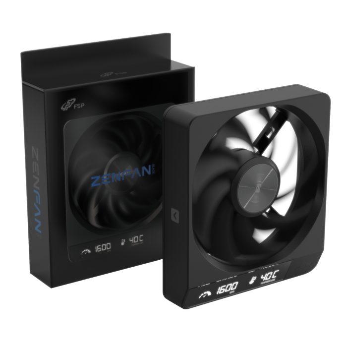 FSP ZENFAN | 120mm PWM Smart Fan | HDB Bearing | Digital RPM & Temp Display - New - Image 1
