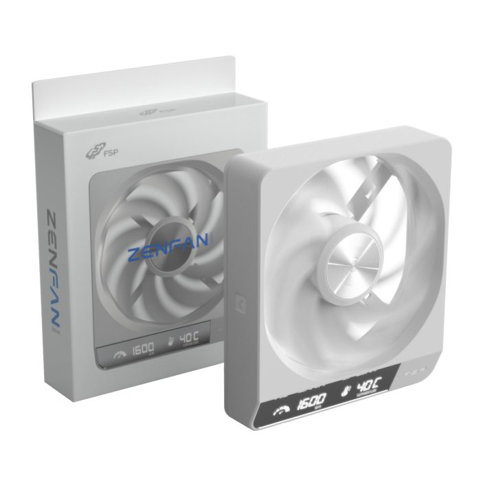 FSP ZENFAN | 120mm PWM Smart Fan | HDB Bearing | Digital RPM & Temp Display | 57.61CFM Airflow - New - Image 1
