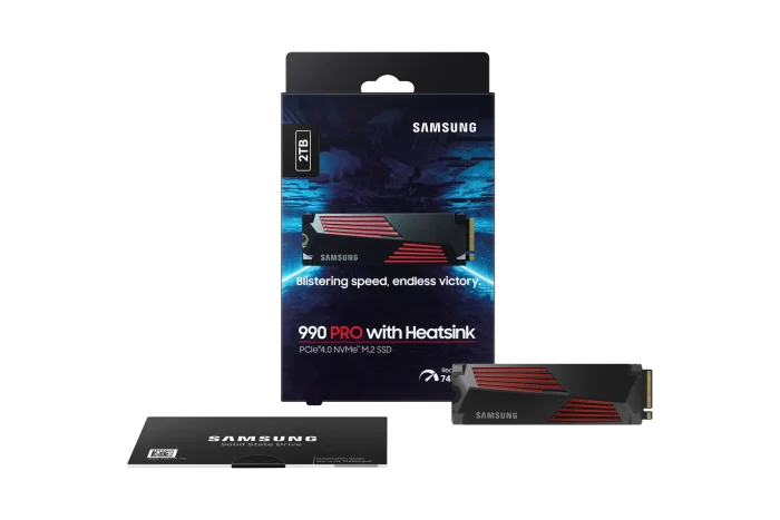 0e21972b78f350e4ebed970e4eba300a Samsung 990 PRO NVMe SSD | 2TB | M.2 Form Factor | 7450 MB/s Read | With Heatsink - New - Image 1