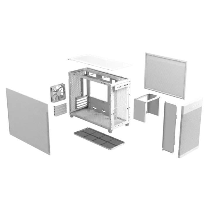 1cb42c61139acf894a57a7f75fcc2c31 ASUS PRIME AP201 | Mini Tower | Micro-ATX / Mini-ITX | Tempered Glass | White - New - Image 1