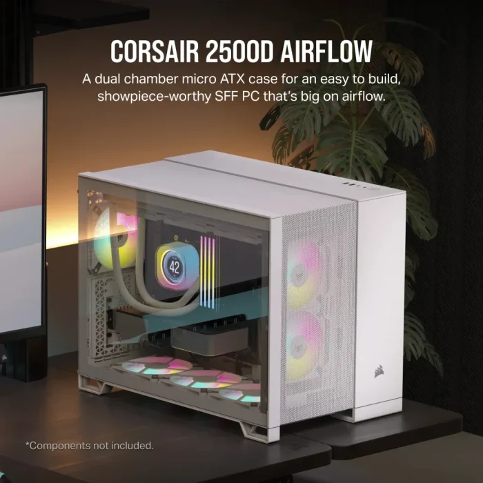 Corsair 2500D Airflow | Mid-Tower Dual Chamber | Up to 360mm Radiator | 2x 3.5'' + 2x 2.5'' Drive Bays - New - Image 5