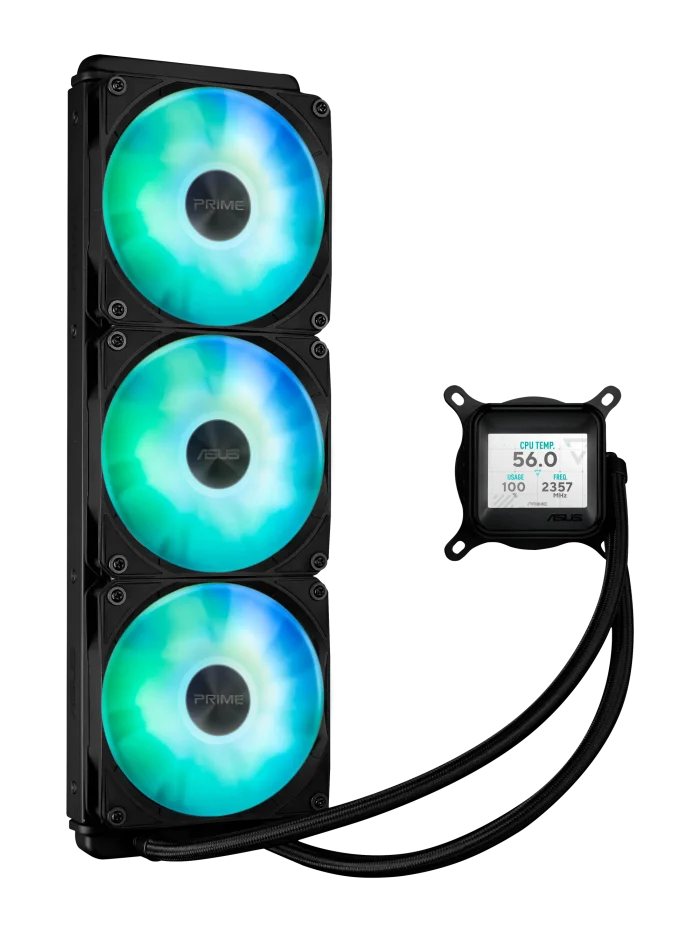 3ce2b82df2be1afa70c7a5c309d8a9625e812d12-1 ASUS Prime LC 360 ARGB LCD | 360mm Radiator | ARGB LCD Display | Intel & AMD Compatible | AIO Liquid Cooler - New - Image 1
