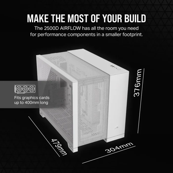 Corsair 2500D Airflow | Mid-Tower Dual Chamber | Up to 360mm Radiator | 2x 3.5'' + 2x 2.5'' Drive Bays - New - Image 7