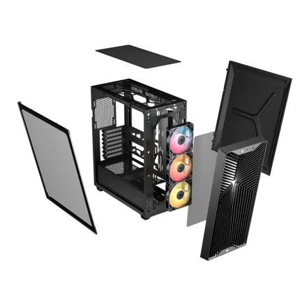 3200D RS ARGB Mid-Tower PC Case; 3x RS120 ARGB fans incl - Black.