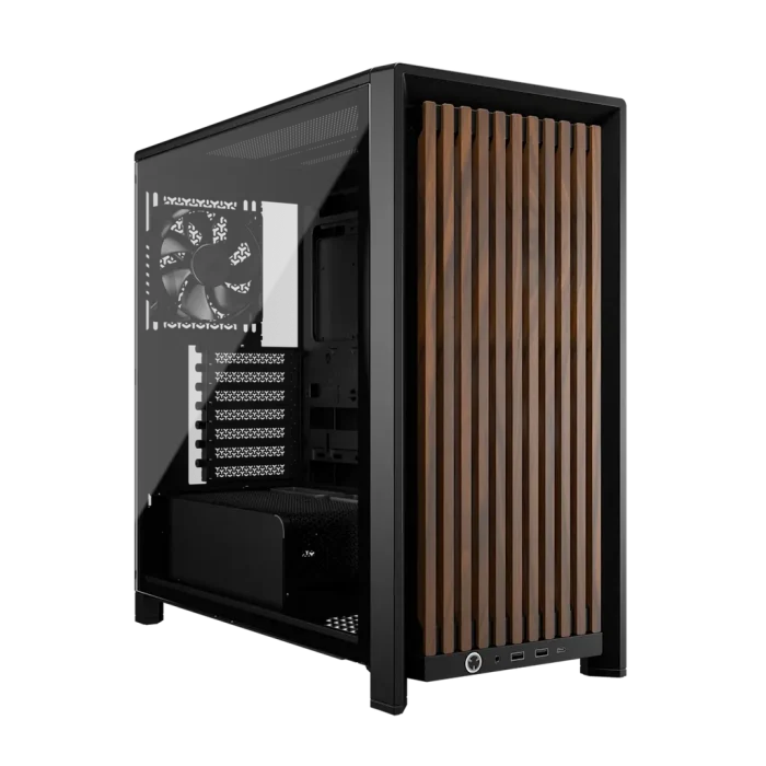 Corsair 4000D RS Wood | Mid-Tower ATX Case | High Airflow | 4x RS Fans | Black & Walnut - New - Image 1