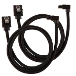 Corsair Premium Sleeved SATA Data Cable Set | 90° Connectors | 60cm | Black - New