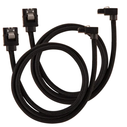 Corsair Premium Sleeved SATA Data Cable Set | 90° Connectors | 60cm | Black - New