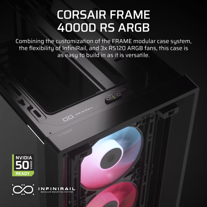 Corsair FRAME 4000D RS ARGB Modular Mid-Tower PC Case - Black - Image 12