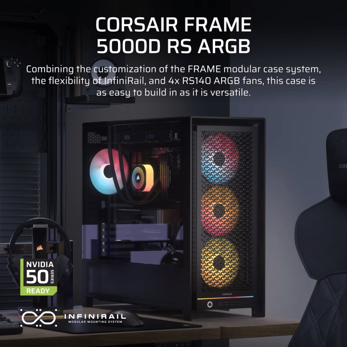Corsair FRAME 5000D RS High-Airflow Mid-Tower PC Case - Black - Image 11