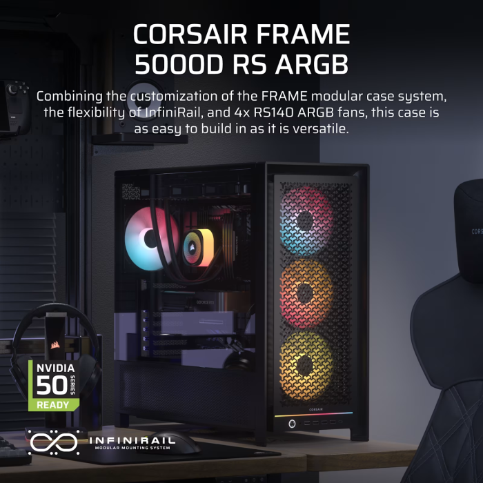 Corsair FRAME 5000D RS ARGB High-Airflow Mid-Tower PC Case - Black - Image 11