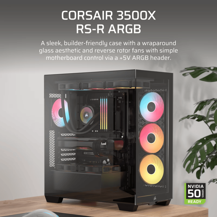 Corsair 3500X RS-R ARGB Mid-Tower PC Case - Black - Image 11