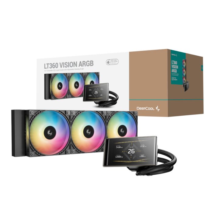 R-LT360VISIONBKAMMC-G-1_DeepCool-LT360-Vision-ARGB-4.5-inch-LCD-All-in-one-CPU-Liquid-Cooler-Black_wr_01a DeepCool LT360 VISION ARGB 4.5" LCD All-in-one CPU Liquid Cooler - Black - Image 1