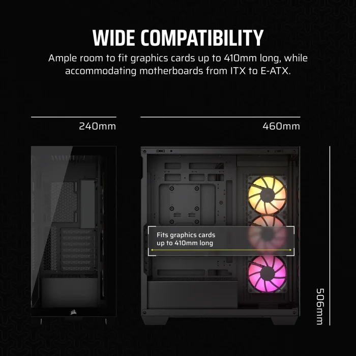 Corsair 3500X ARGB | Mid-Tower ATX | 3x 120mm ARGB Fans | 360mm Radiator Support | 4x Drive Bays - New - Image 9