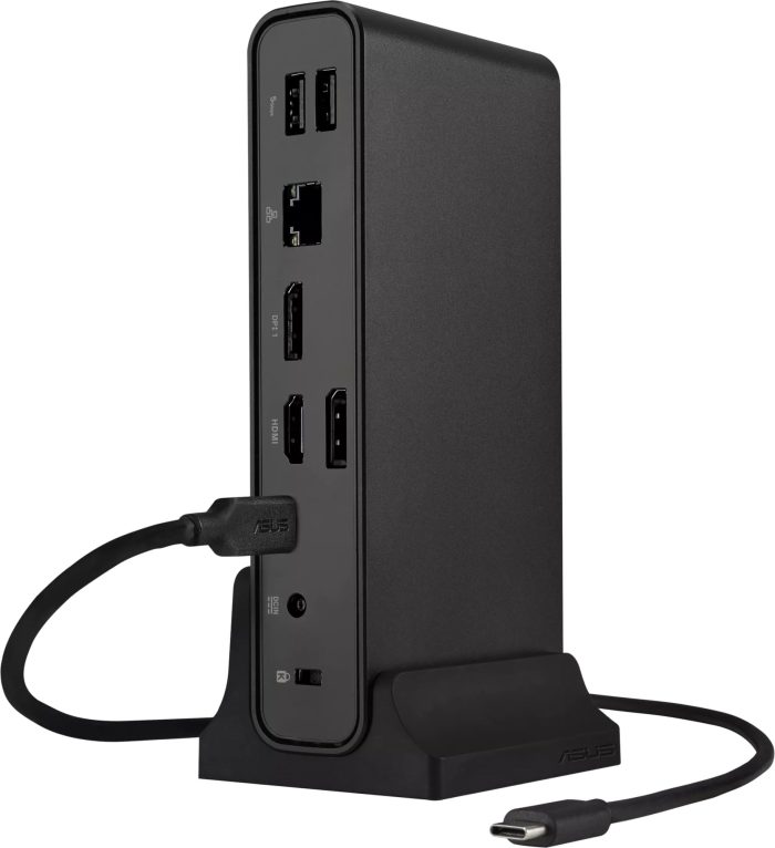 asus-dc301-0 ASUS DC301 USB-C Dock | RJ45 Ethernet | 3x USB + USB-C | HDMI + DisplayPort | SD Card + Audio - New - Image 1