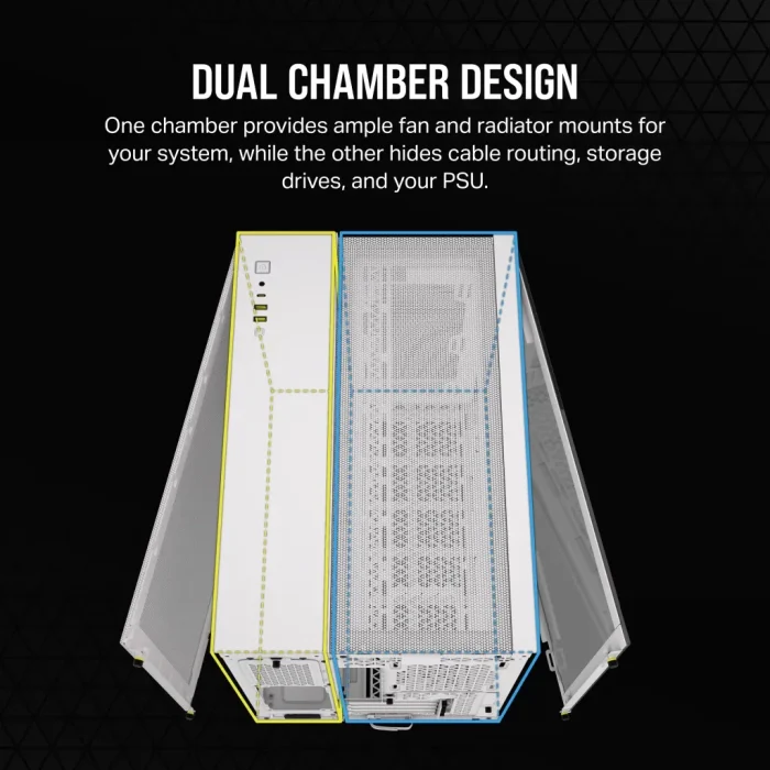 Corsair 2500D Airflow | Mid-Tower Dual Chamber | Up to 360mm Radiator | 2x 3.5'' + 2x 2.5'' Drive Bays - New - Image 24