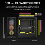 3200D RS ARGB Mid-Tower PC Case; 3x RS120 ARGB fans incl - Smoke. - Image 14