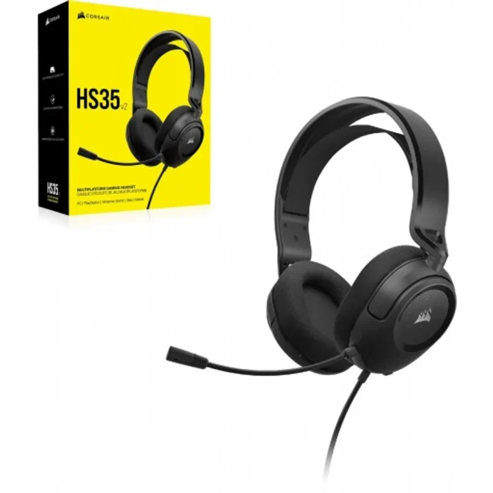 ca-9011377-ap_rzd4 Corsair HS35 v2 Carbon | Gaming Headset | 50mm Drivers | 3.5mm Universal | Flexible Mic - New - Image 1