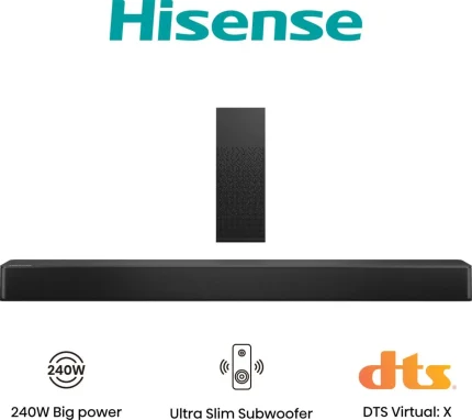Hisense HS2100 | 2.1 Channel Soundbar | 240W Total Output | Wireless Subwoofer | Dolby Digital - New