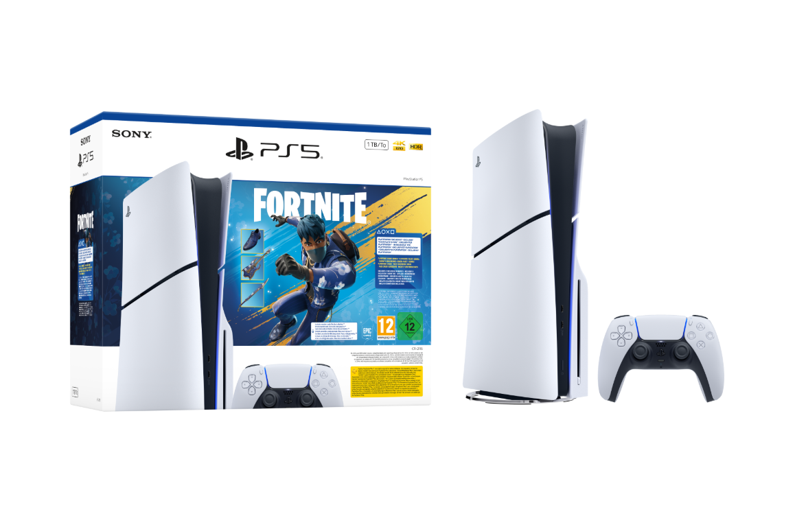 333725_-_217081_pic Sony PlayStation 5 Slim | PS5 Disc Edition | 1TB SSD | 1x DualSense Wireless Controller | White | Fortnite – New - Image 1