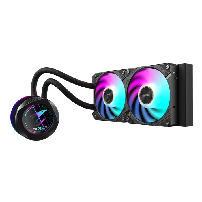 GIGABYTE AORUS WATERFORCE X II 240 | 240mm AIO Liquid Cooler | 2x120mm ARGB Fans | Full-Color LCD Display | Intel & AMD Compatible - New - Image 3