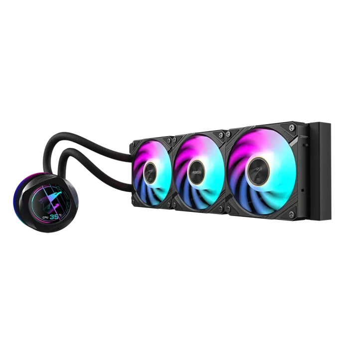 GIGABYTE AORUS WATERFORCE X II 360 | 360mm AIO Liquid Cooler | 3x120mm ARGB Fans | Full-Color LCD | Intel & AMD Compatible - New - Image 2
