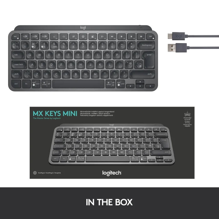 Logitech MX Keys Mini | Wireless Illuminated | Bluetooth + RF | QWERTY Mini Layout - New - Image 4