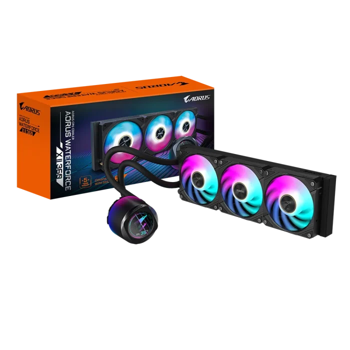 GIGABYTE AORUS WATERFORCE X II 360 | 360mm AIO Liquid Cooler | 3x120mm ARGB Fans | Full-Color LCD | Intel & AMD Compatible - New - Image 3