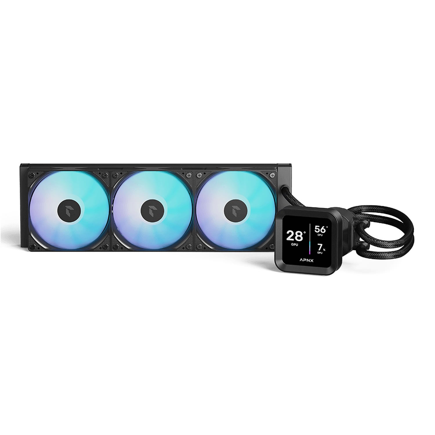 APNX_LC1-D_360_BK.1 Aerocool APNX LC1-D | 360mm AIO Liquid Cooler | 4-inch IPS LCD Display | Triple Fan - New - Image 1