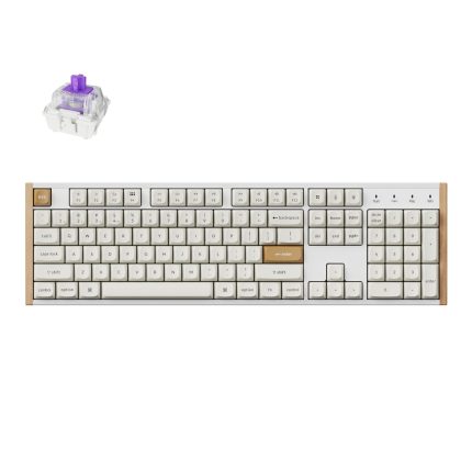 Keychron K10 HE Special Edition Full-size Hot-Swap Gateron Dbl-Rail Nebula Switch RGB Wireless Keyboard – White (Wood + Al)