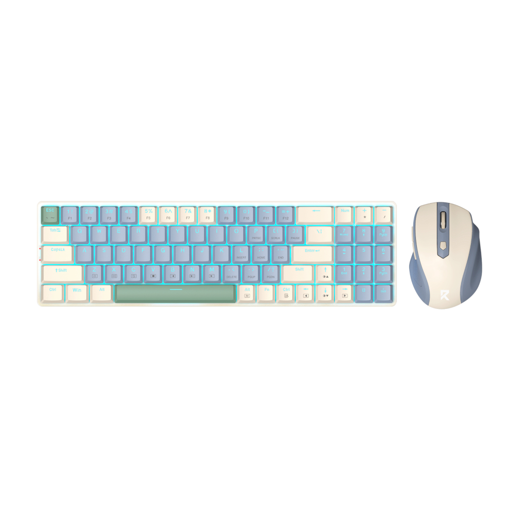 RD-BS-8772CB_wr_01 Redragon BS8772 Wireless Keyboard and Mouse Combo - Cream/Blue - Image 1