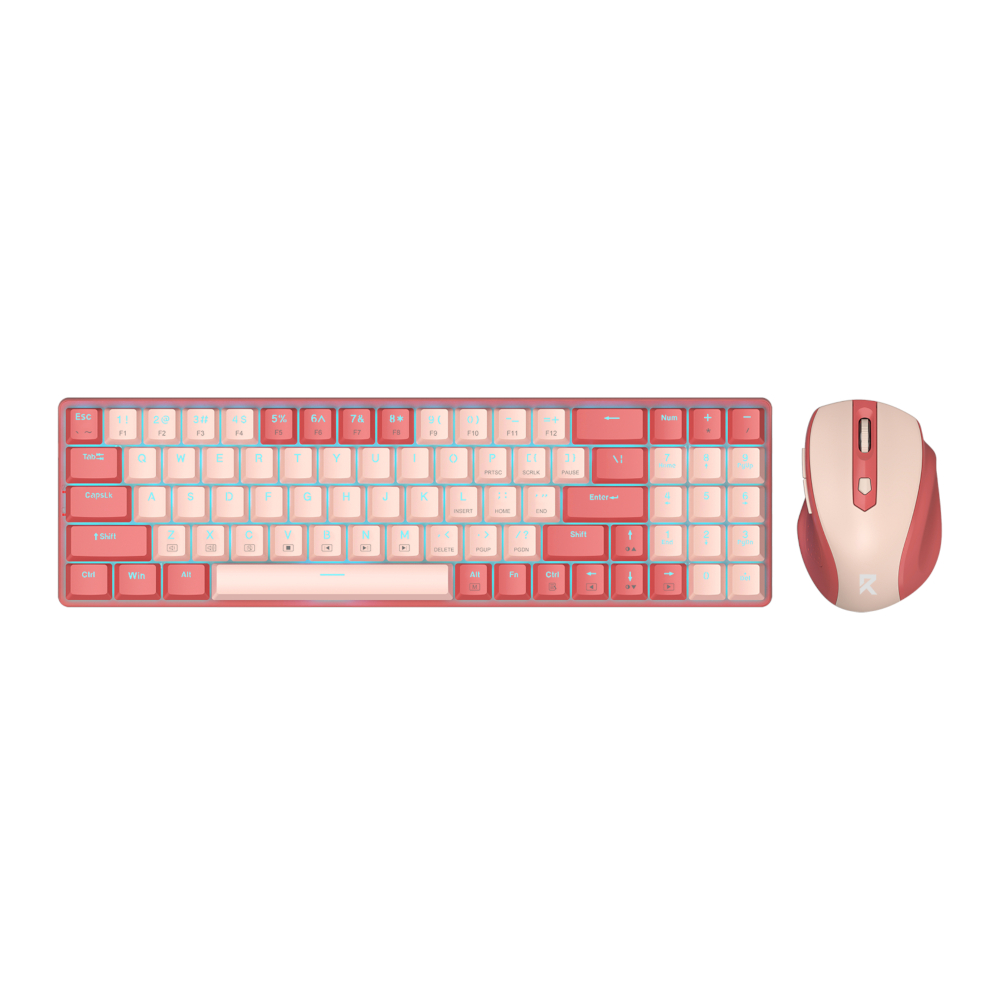 RD-BS-8772RP_wr_01 Redragon BS8772 Wireless Keyboard and Mouse Combo - Red/Pink - Image 1