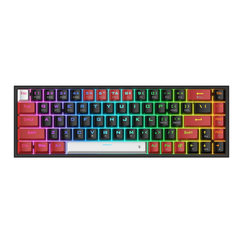 RD-K631RGB-PRO-BRW_wr_01 REDRAGON Castor Pro 68Key Wireless Red|Black|White KeyCap Bluetooth RGB Red Switch - Black|Red - Image 1
