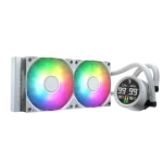 Aerocol Abyss L240 White with digital display – 240mm ARGB Liquid Cooler – Intel LGA1851/LGA1700   – AMD AM4/AM5. .