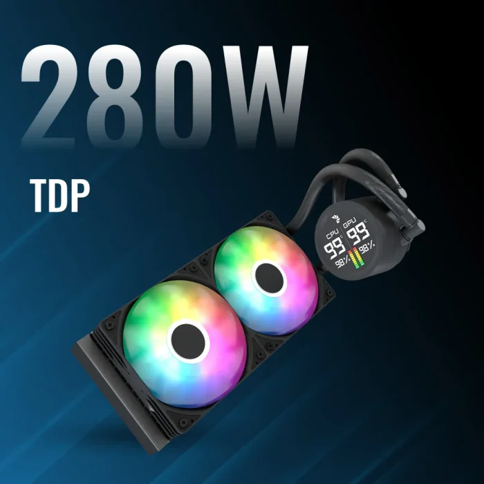 Aerocol Abyss L240 | 240mm Liquid Cooler | ARGB Digital Display | Intel & AMD Compatible - New - Image 3
