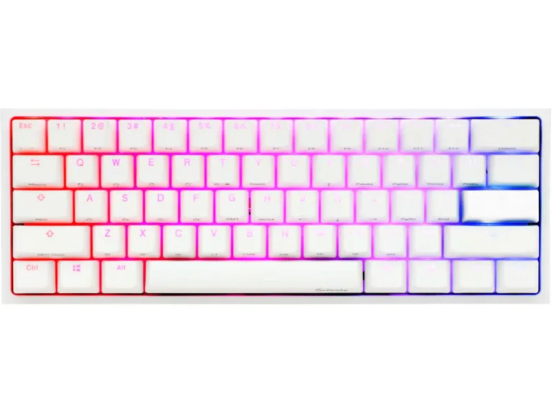 dkon2061st-cuspdwwt2_wryt Ducky Keyboard One 2 Pro 60% Mechanical Keyboard; RGB; PBT Double Shot Keycaps – White- Cherry Silver.