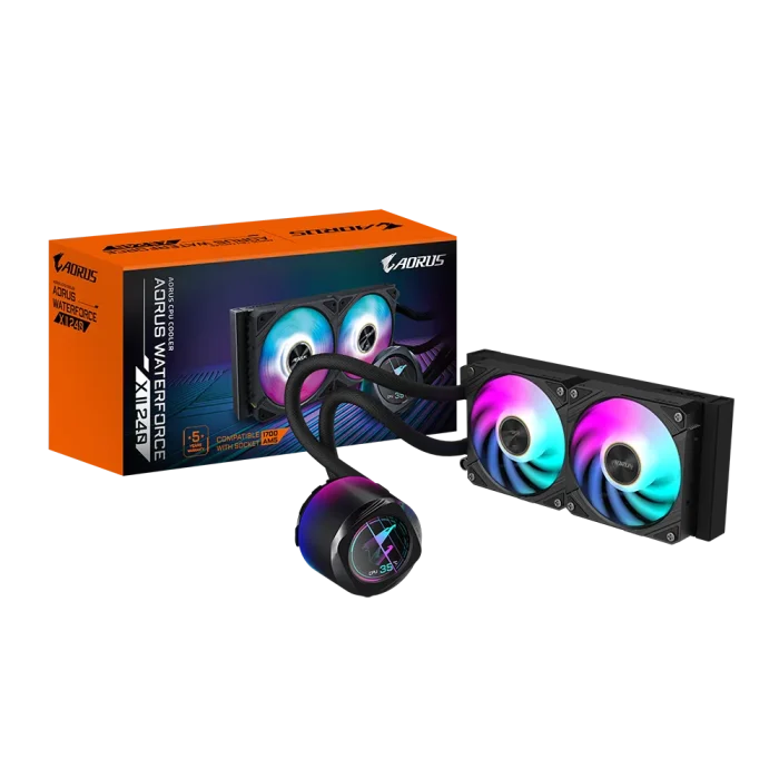 GIGABYTE AORUS WATERFORCE X II 240 | 240mm AIO Liquid Cooler | 2x120mm ARGB Fans | Full-Color LCD Display | Intel & AMD Compatible - New - Image 5