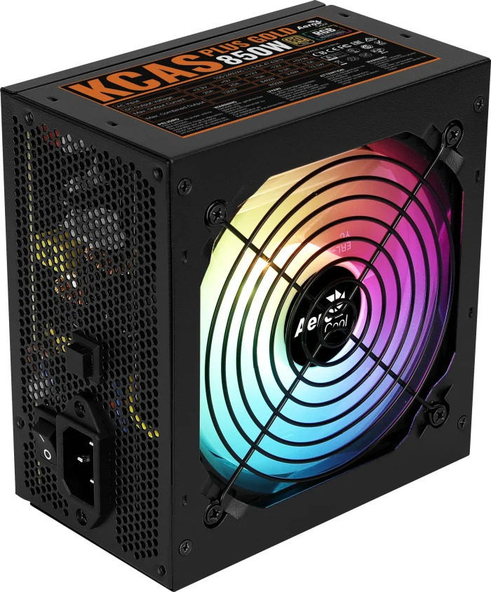 Aerocool KCAS Plus Gold 850W RGB PSU | 850W Output | 80 Plus Gold | ATX 24-Pin | RGB Lighting - New - Image 4