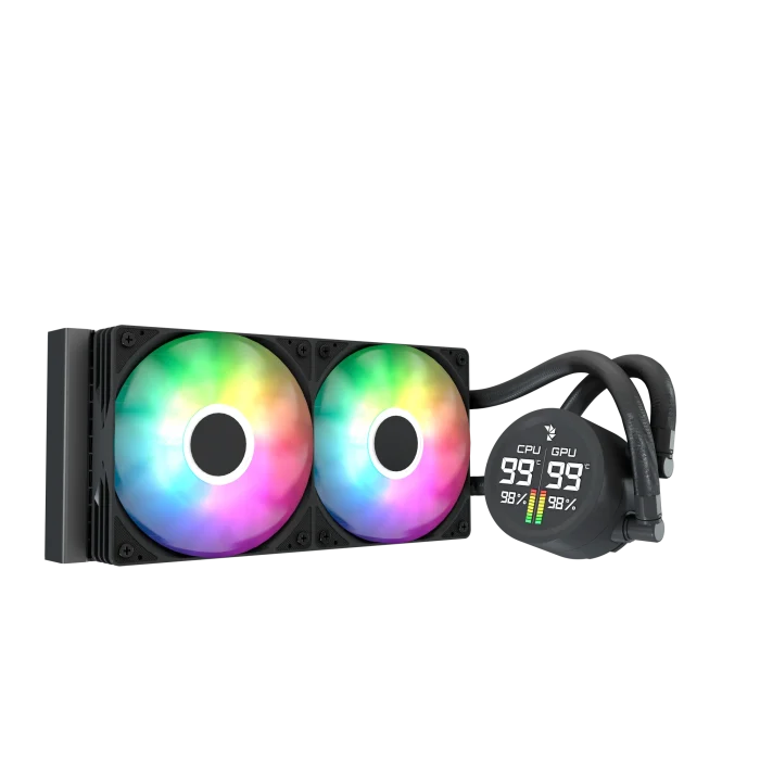 Aerocol Abyss L240 | 240mm Radiator | ARGB Liquid Cooler | Digital Display | Intel & AMD Compatible - New - Image 2