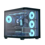 Aerocool P500C Black Mid tower case – Includes 120mm ARGB Fan x 4 and 4-port ARGB control hub – ATX – 3x 2.5” or 2×3.5” – 360m