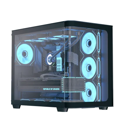 Aerocool P500C Black Mid tower case – Includes 120mm ARGB Fan x 4 and 4-port ARGB control hub – ATX – 3x 2.5” or 2×3.5” – 360m