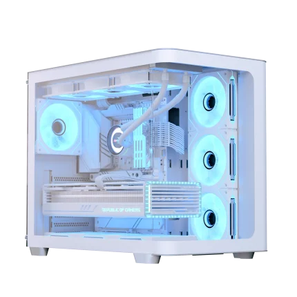 Aerocool P500C White Mid tower case – Includes 120mm ARGB Fan x 4 and 4-port ARGB control hub – ATX – 3x 2.5” or 2×3.5” – 360m