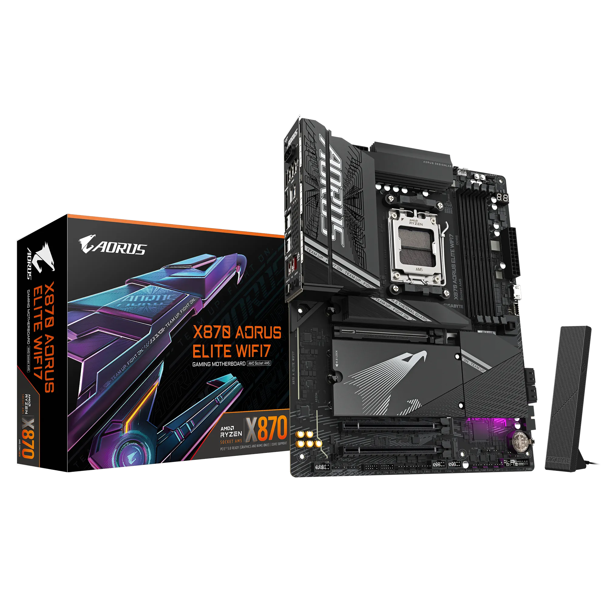 x870-aorus-elite-wifi7-01_hojx GIGABYTE Aorus Elite WiFi7 X870 | AMD AM5 Socket | 4x DDR5 | 4x M.2 | ATX - New - Image 1