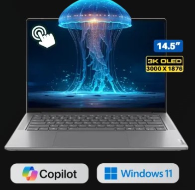 Lenovo Yoga Pro7 / 14IAH10 / 14.5″ 3K / 3000×1876 / OLED / Touch / Grey / Core_ULtra7_255H / 32GB Soldered LPDDR5X-8533 / 1TB SSD M.2 2242 PCIe 4.0×4 NVMe / Backlit K/B / Win11 Home / 2YR On-Site