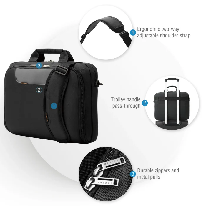 Everki Advance Briefcase | Fits up to 16-inch Laptops | Trolley Handle Pass-Through | Ergonomic Shoulder Strap | 700g Lightweight - New - Image 9