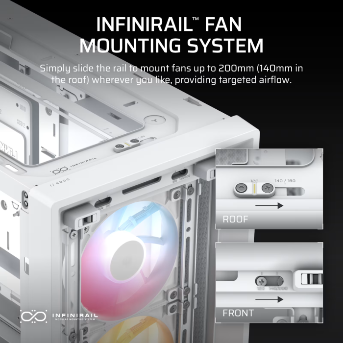 Corsair FRAME 4000D RS ARGB Modular Mid-Tower PC Case - White - Image 5