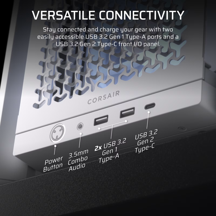 Corsair FRAME 4000D RS ARGB Modular Mid-Tower PC Case - White - Image 6