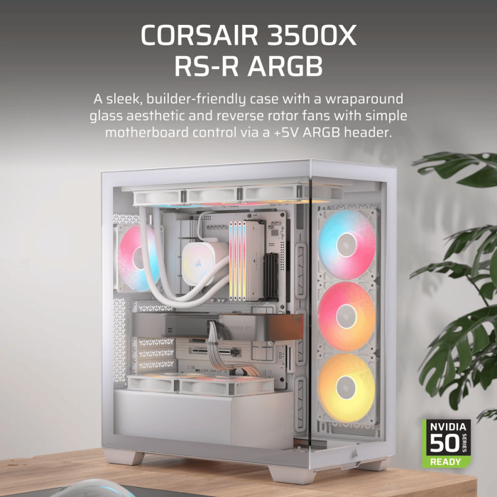 Corsair 3500X RS-R ARGB Mid-Tower PC Case – White - Image 2
